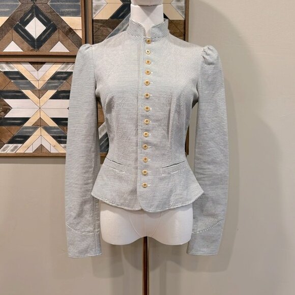 Ralph Lauren Cotton Striped Blazer Jacket sz 2 - Picture 1 of 8